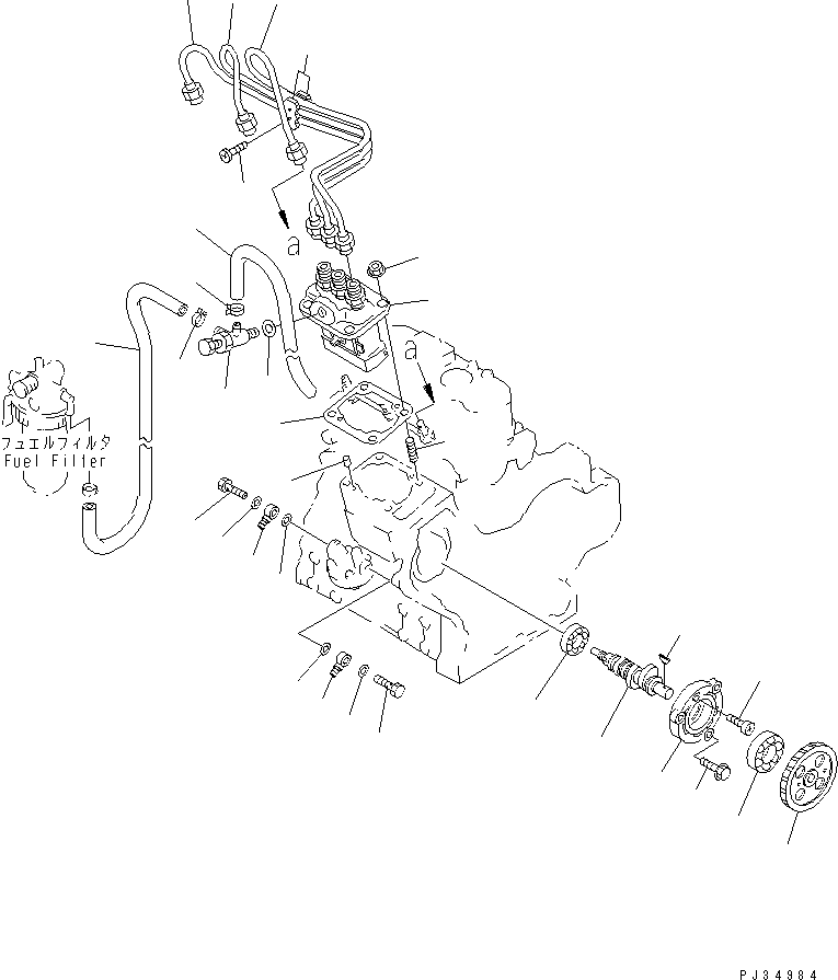 Engines Komatsu / 3D72-2E S/N 02519-UP(3d72-2er) / FUEL INJECTION PUMP AND PIPING(#02519-03750)(120010 : 0401)
