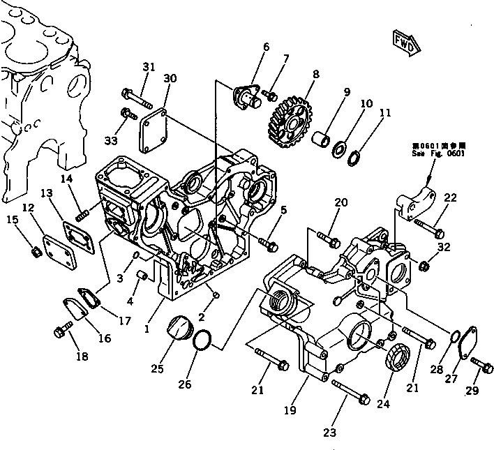 Engines Komatsu / 3D72-2H S/N 02519-UP(3d72-2hr) / GEAR CASE AND FRONT COVER(#03751-)(060020 : 0206)
