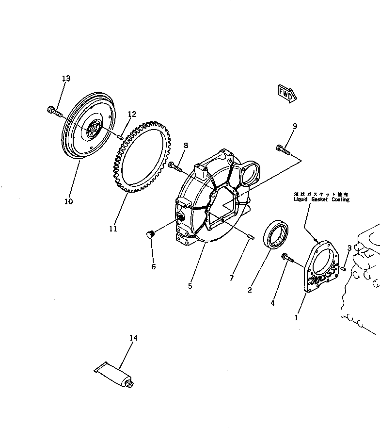 Engines Komatsu / 3D72-2H S/N 02519-UP(3d72-2hr) / FLYWHEEL AND FLYWHEEL HOUSING(#03751-)(060040 : 0222)