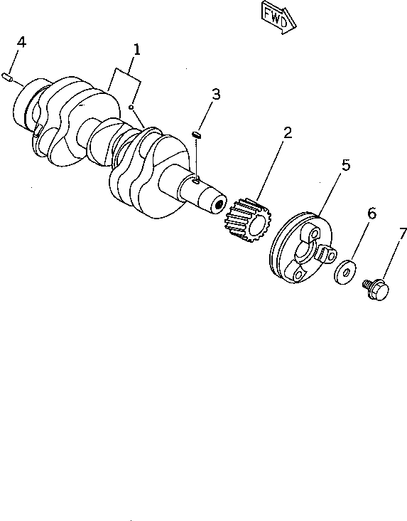 Komatsu parts book diagram for 3D74E-3A S/N 00101-UP: CRANKSHAFT