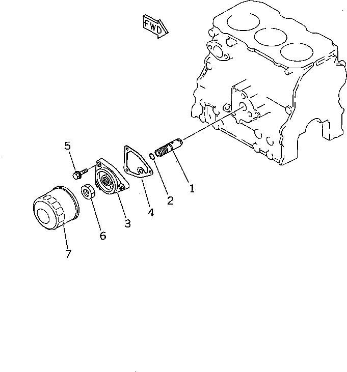 Komatsu parts book diagram for 3D74E-3A S/N 00101-UP: LUBRICATING OIL FILTER