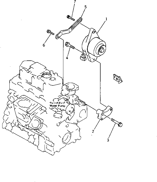 Komatsu parts book diagram for 3D74E-3A S/N 00101-UP: ALTERNATOR AND MOUNTING (20A)