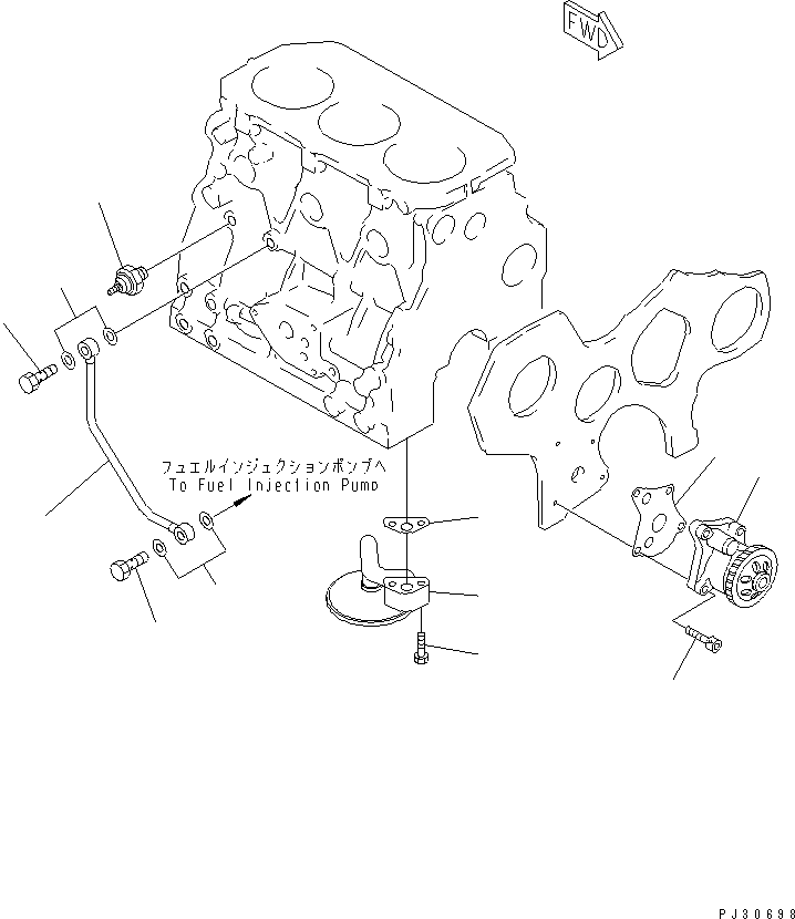 Komatsu parts book diagram for 3D75-2D S/N 03044-UP: LUBRICATING OIL PUMP