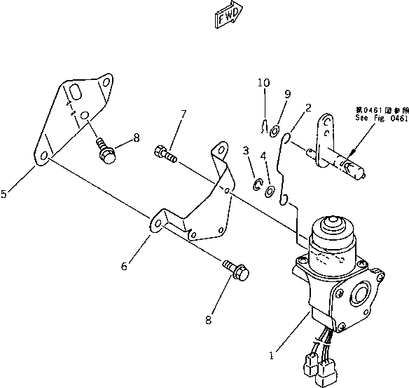 Komatsu parts book diagram for 3D75-2D S/N 03044-UP: ENGINE STOP MOTOR