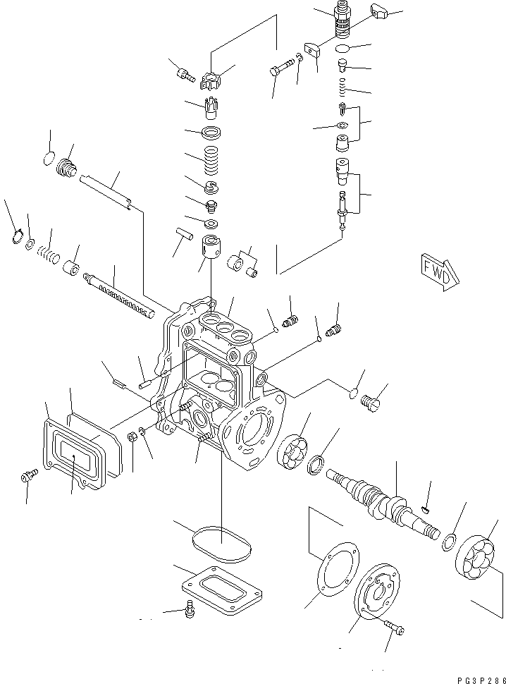 Komatsu parts book diagram for 3D75-2D S/N 03044-UP: FUEL INJECTION PUMP