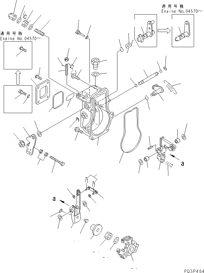 Komatsu parts book diagram for 3D75-2D S/N 03044-UP: GOVERNOR