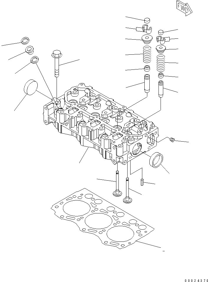 Komatsu parts book diagram for 3D76E-5N-BA S/N 00101-UP: CYLINDER HEAD