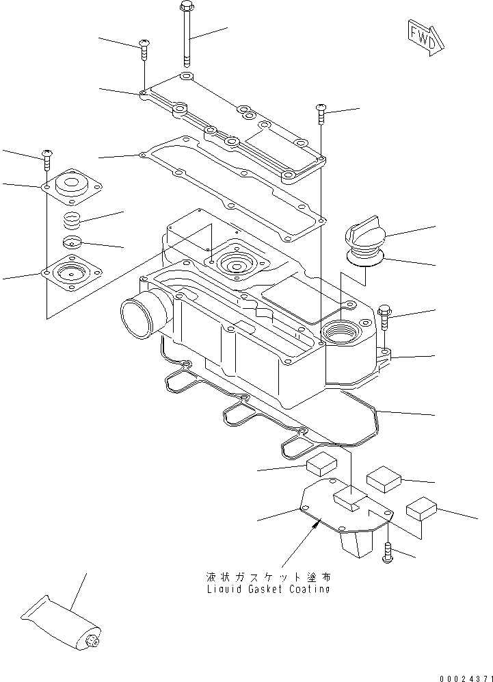 Komatsu parts book diagram for 3D76E-5N-BA S/N 00101-UP: CYLINDER HEAD COVER