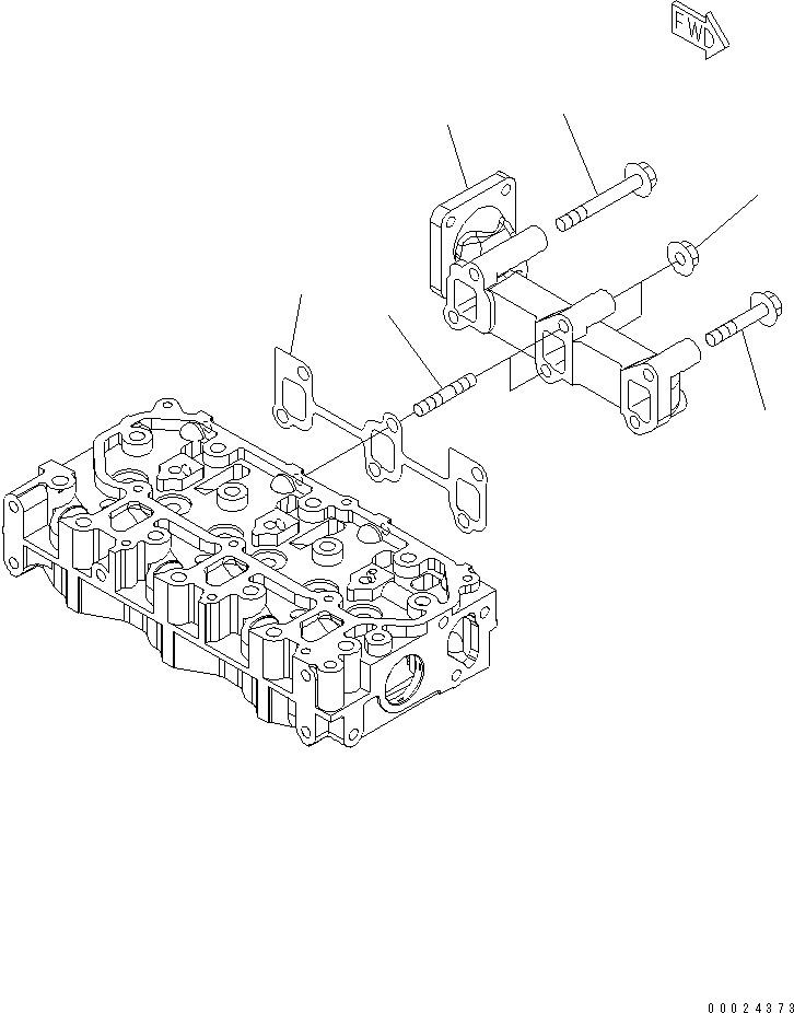 Komatsu parts book diagram for 3D76E-5N-BA S/N 00101-UP: EXHAUST MANIFOLD