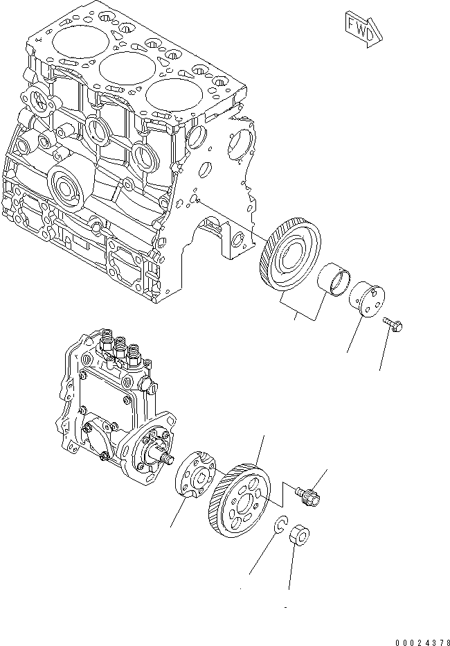 Komatsu parts book diagram for 3D76E-5N-BA S/N 00101-UP: DRIVE GEAR