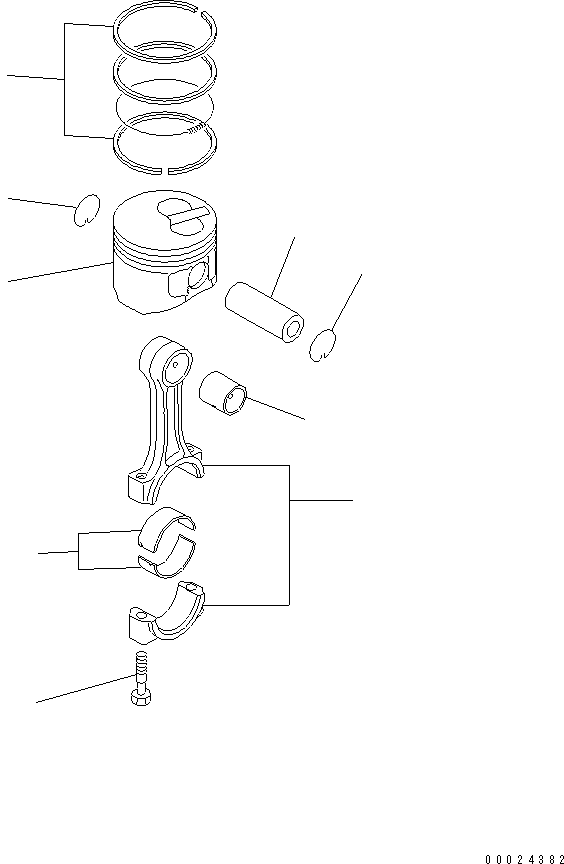 Komatsu parts book diagram for 3D76E-5N-BA S/N 00101-UP: PISTON AND CONNECTING ROD