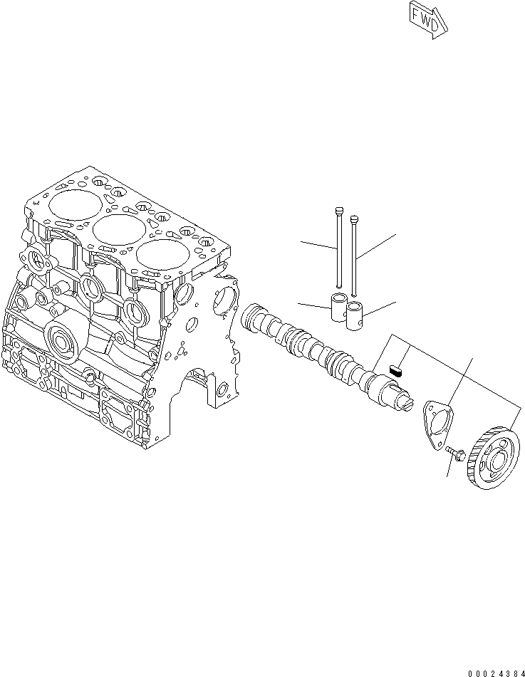 Komatsu parts book diagram for 3D76E-5N-BA S/N 00101-UP: CAMSHAFT AND TAPPET