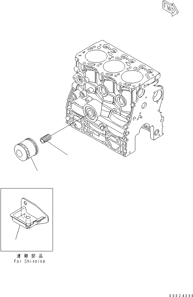 Komatsu parts book diagram for 3D76E-5N-BA S/N 00101-UP: OIL FILTER