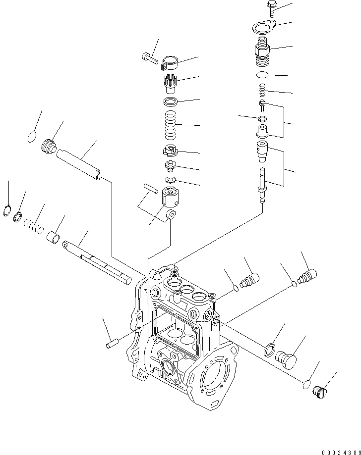 Komatsu parts book diagram for 3D76E-5N-BA S/N 00101-UP: FUEL INJECTION PUMP (PUMP) (2/2) (INNER PARTS)