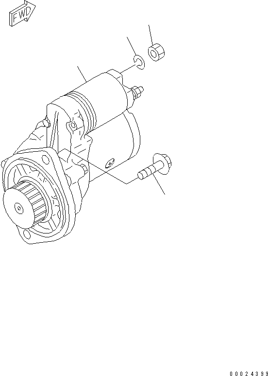 Komatsu parts book diagram for 3D76E-5N-BA S/N 00101-UP: STARTING MOTOR AND MOUNTING