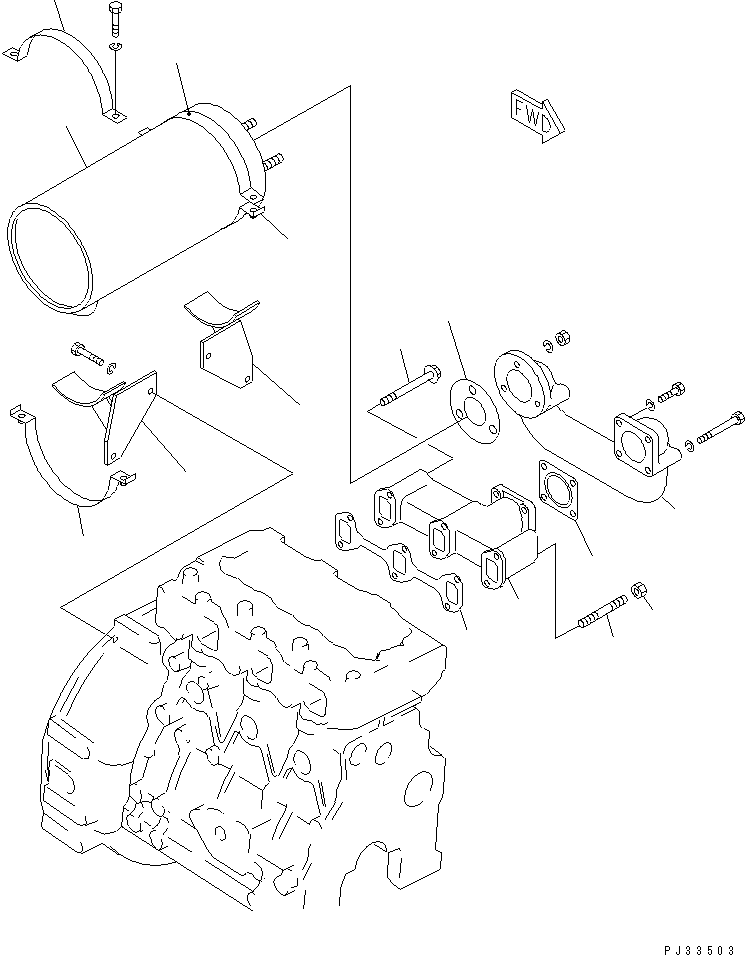 Engines Komatsu / 3D78-1D S/N 01589-UP(3d78-1dc) / EXHAUST MANIFOLD AND MUFFLER(030060 : 0151)