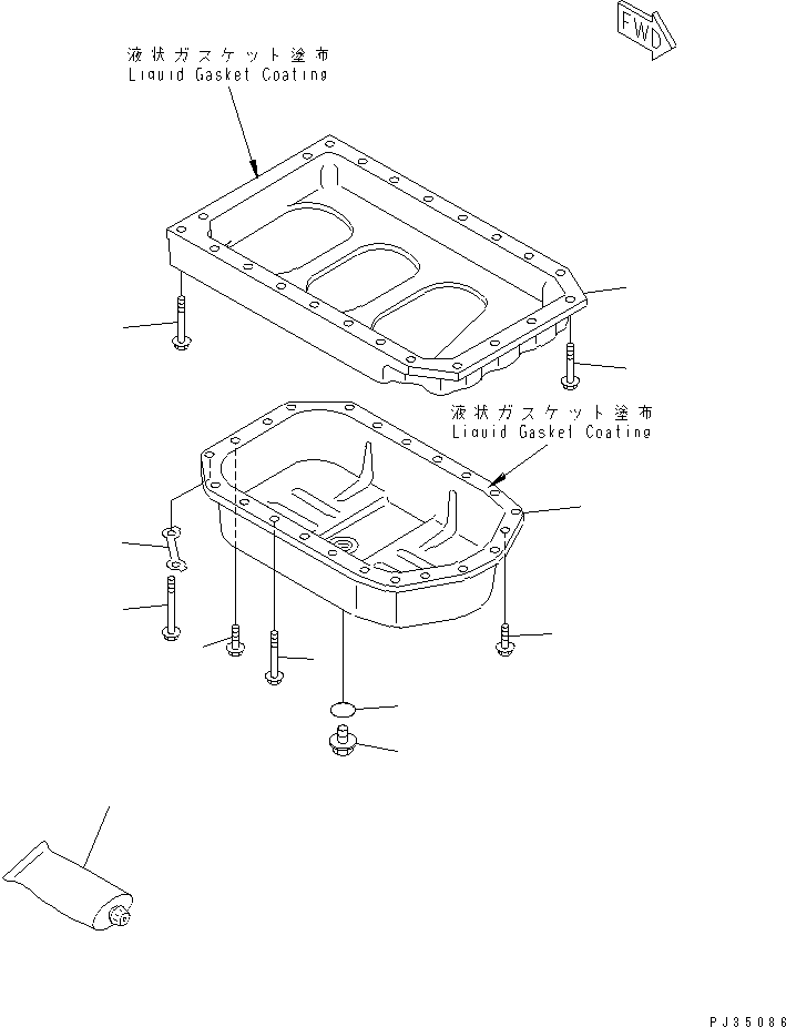 Komatsu parts book diagram for 3D78-1D S/N 01589-UP: OIL PAN(#01589-06462)