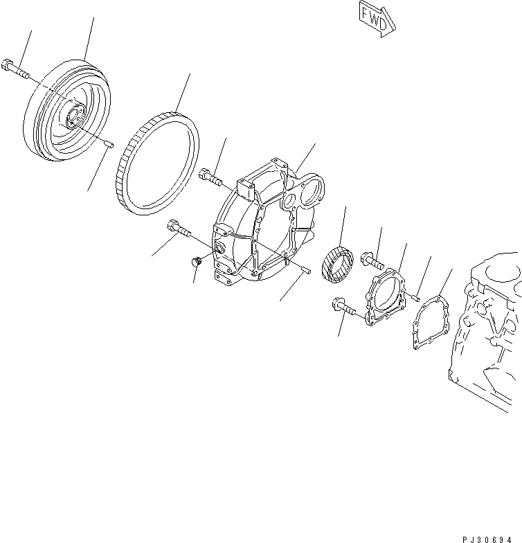 Engines Komatsu / 3D78-1D S/N 01589-UP(3d78-1dc) / FLYWHEEL AND FLYWHEEL HOUSING(#01589-06462)(060040 : 0221)