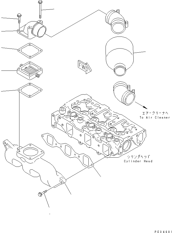 Engines Komatsu / 3D78AE-3A S/N 00715-UP(3d78ae1c) / AIR INTAKE MANIFOLD(#00119-)(030040 : 0132)