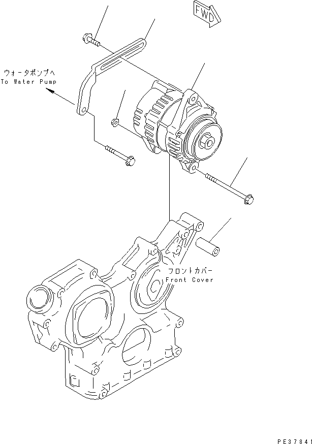 Engines Komatsu / 3D78AE-3A S/N 00715-UP(3d78ae1c) / ALTERNATOR AND MOUNTING (40A)(#00119-02682)(180010 : 0602)