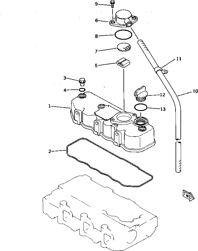Komatsu parts book diagram for 3D78N-1A S/N 00101-UP: CYLINDER HEAD COVER(#00101-.)