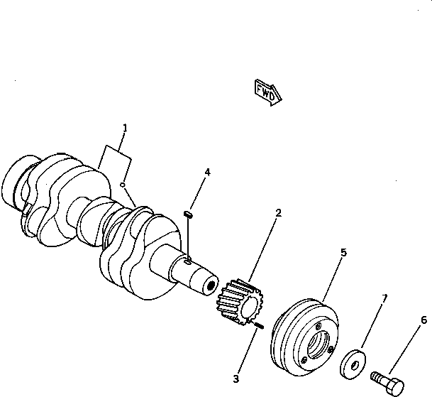 Komatsu parts book diagram for 3D78N-1A S/N 00101-UP: CRANKSHAFT(#00101-.)