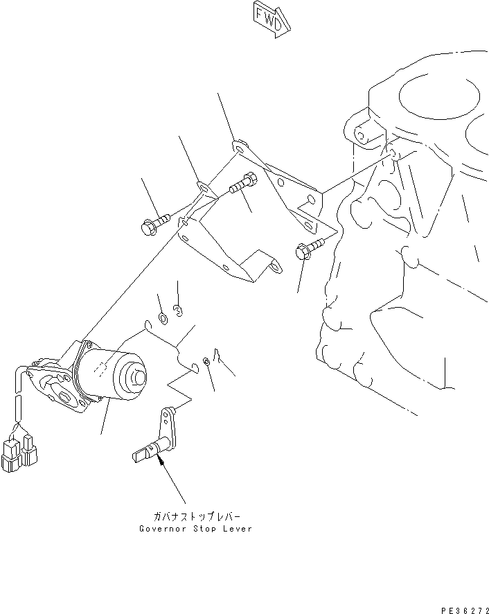 Komatsu parts book diagram for 3D78N-1A S/N 00101-UP: ENGINE STOP MOTOR