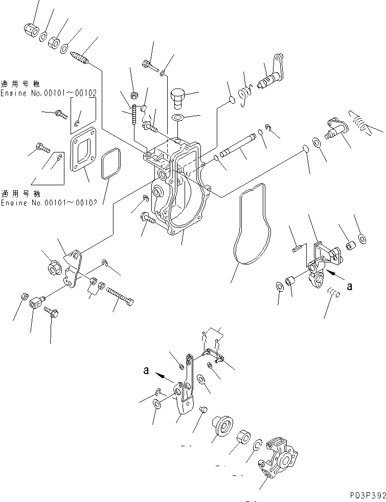 Komatsu parts book diagram for 3D78N-1A S/N 00101-UP: FUEL INJECTION PUMP (GOVERNOR)