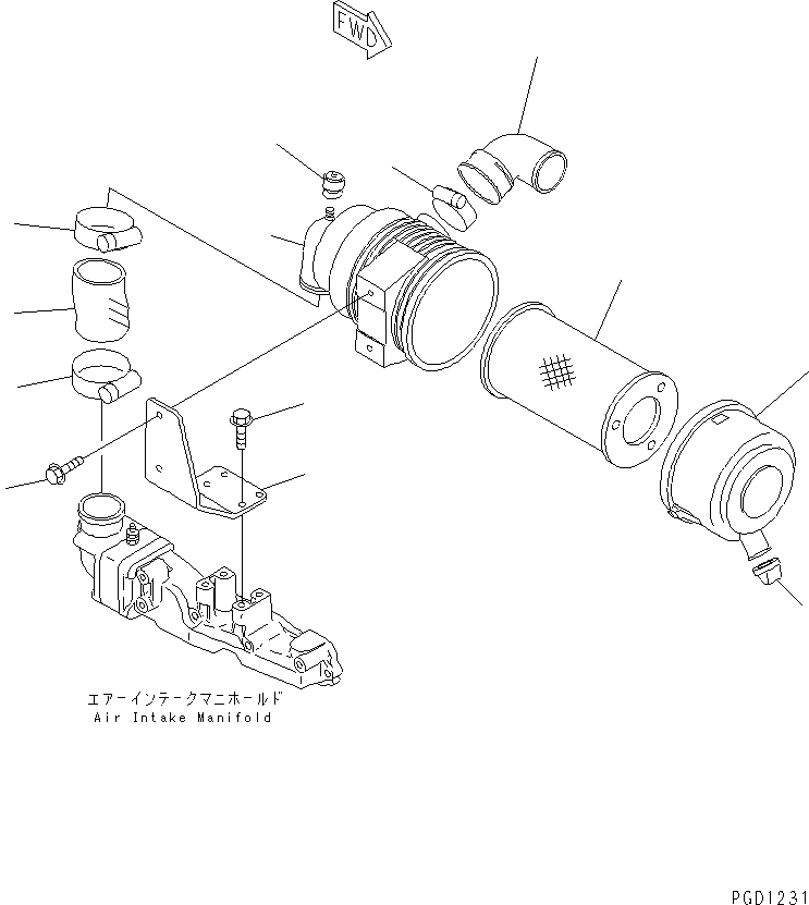 Engines Komatsu / 3D82AE-3F S/N 04840-UP(3d82ae-r) / AIR CLEANER AND MOUNTING (SINGLE ELEMENT)(030050 : A1410-A0A1)
