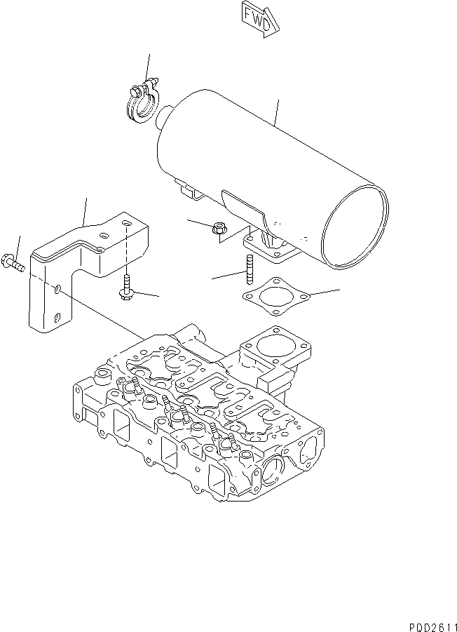 Engines Komatsu / 3D82AE-3F S/N 04840-UP(3d82ae-r) / MUFFLER(030070 : A1610-A0A1)