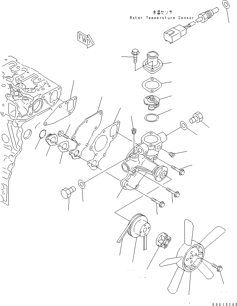 Engines Komatsu / 3D82AE-3F S/N 04840-UP(3d82ae-r) / WATER PUMP AND COOLING FAN(030280 : A5010-A0A1)
