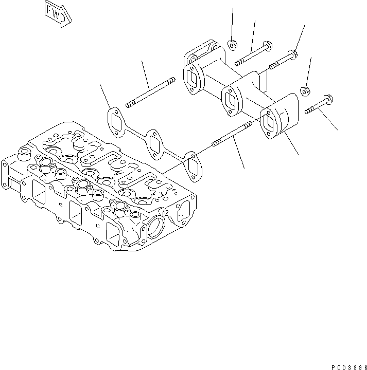 Engines Komatsu / 3D82AE-3HC S/N 04840-UP(3d82ae2c) / EXHAUST MANIFOLD(#16202-)(030070 : A1510-A0A4)