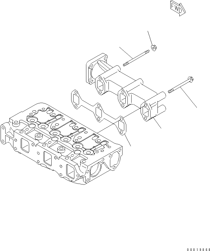 Komatsu parts book diagram for 3D82AE-5P-CB S/N 00246-UP: EXHAUST MANIFOLD