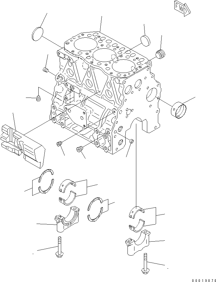 Komatsu parts book diagram for 3D82AE-5P-CB S/N 00246-UP: CYLINDER BLOCK