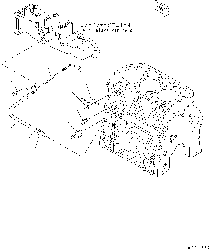 Komatsu parts book diagram for 3D82AE-5P-CB S/N 00246-UP: CYLINDER BLOCK ACCSESSORY