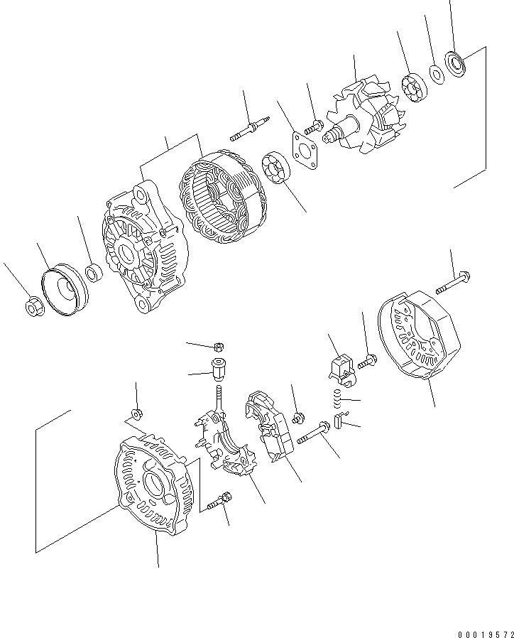 Komatsu parts book diagram for 3D82AE-5P-CB S/N 00246-UP: ALTERNATOR (40A) (INNER PARTS)