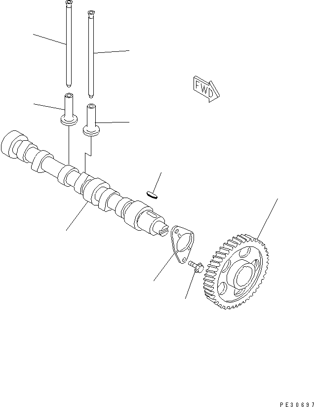 Komatsu parts book diagram for 3D82E-3A S/N 00101-UP: CAMSHAFT AND TAPPET
