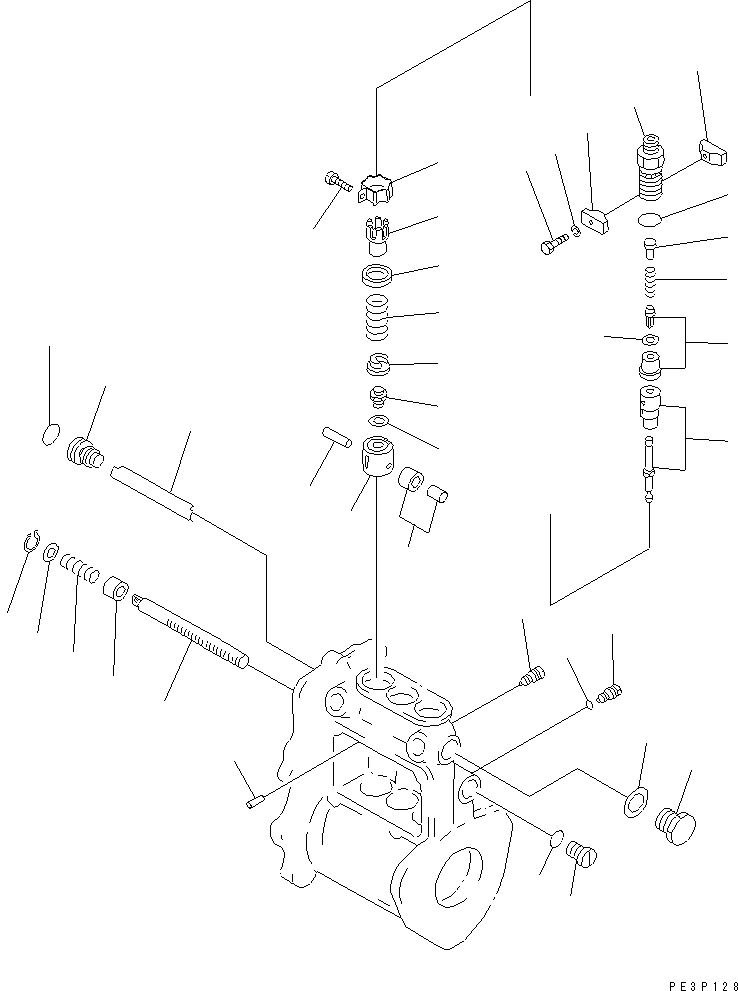 Komatsu parts book diagram for 3D82E-3A S/N 00101-UP: FUEL INJECTION PUMP (PUMP) (2/2)