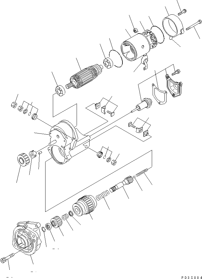 Komatsu parts book diagram for 3D82E-3A S/N 00101-UP: STARTING MOTOR(#00101-09680)