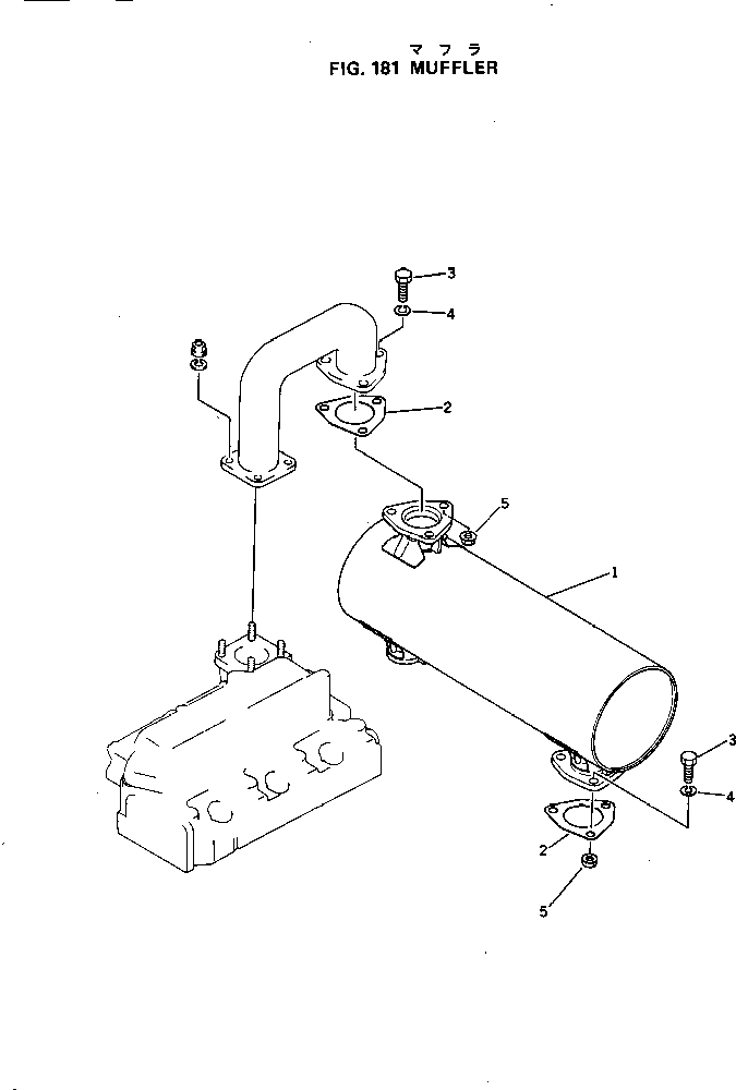 Komatsu parts book diagram for 3D84-1B S/N 01001-UP: MUFFLER