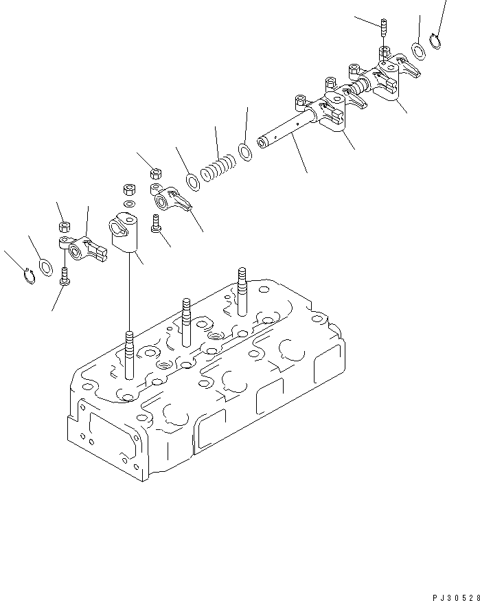 Komatsu parts book diagram for 3D84-1F S/N 13021-UP: ROCKER ARM