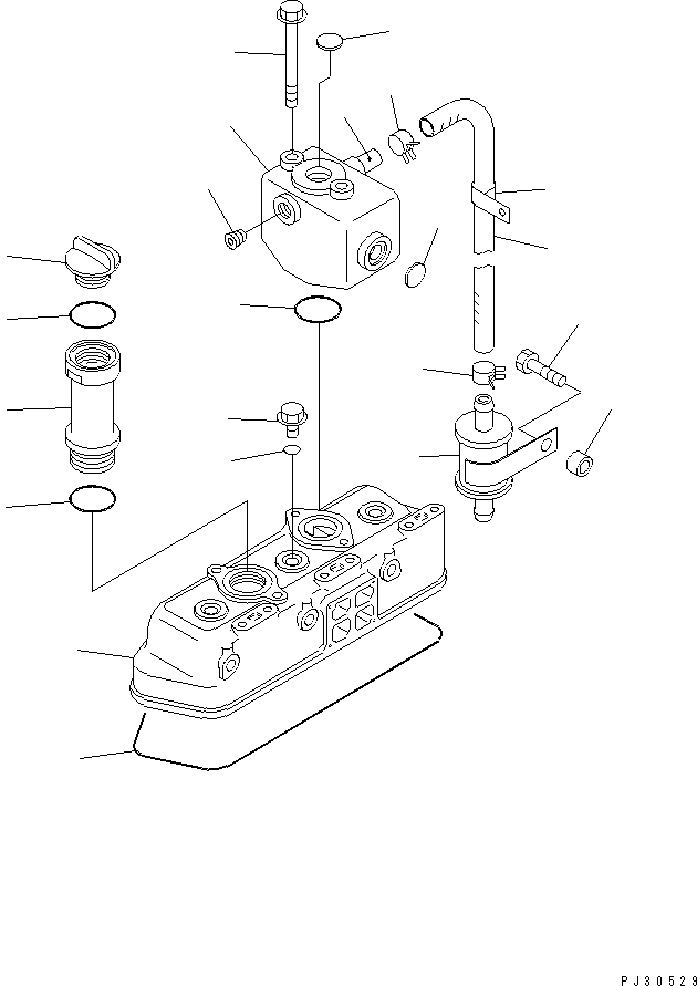 Komatsu parts book diagram for 3D84-1F S/N 13021-UP: CYLINDER HEAD COVER