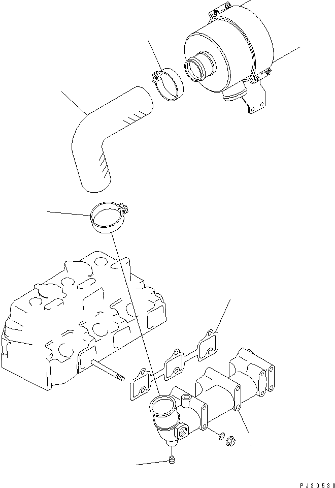 Komatsu parts book diagram for 3D84-1F S/N 13021-UP: AIR INTAKE MANIFOLD AND CONNECTION