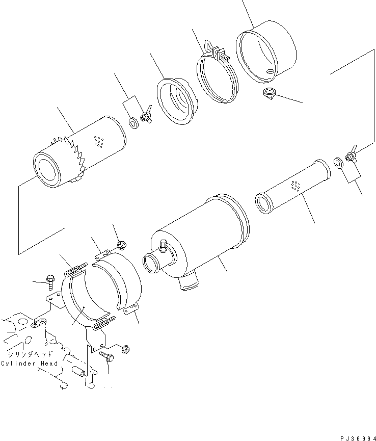 Komatsu parts book diagram for 3D84-1F S/N 13021-UP: AIR CLEANER AND MOUNTING (DOUBLE ELEMENT)