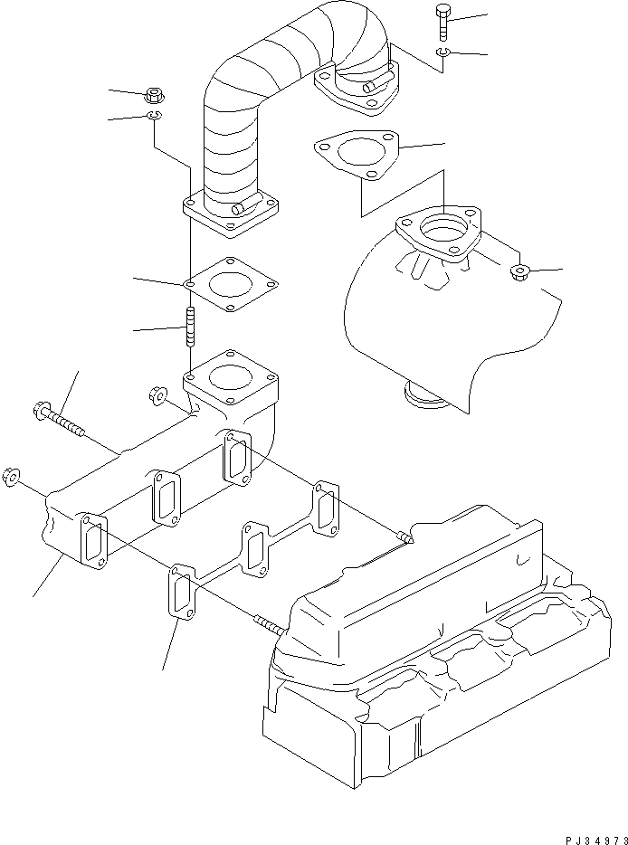Komatsu parts book diagram for 3D84-1F S/N 13021-UP: EXHAUST MANIFOLD