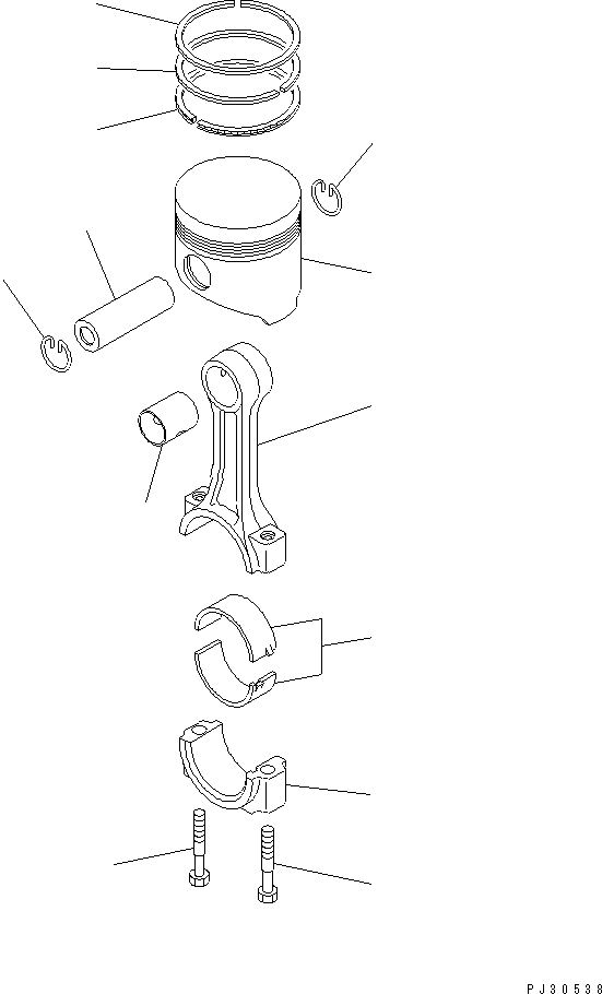 Komatsu parts book diagram for 3D84-1F S/N 13021-UP: PISTON AND CONNECTING ROD