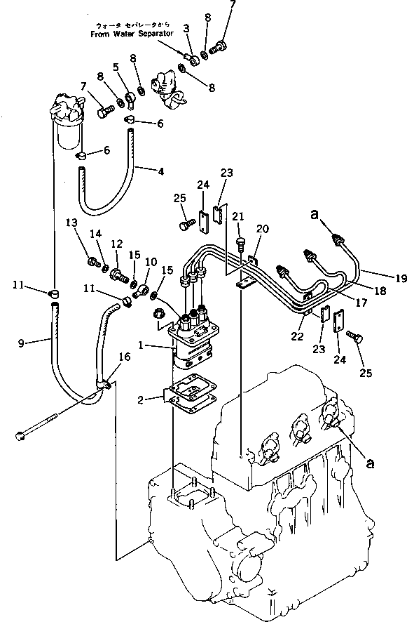 Komatsu parts book diagram for 3D84-1F S/N 13021-UP: FUEL INJECTION PUMP AND PIPING