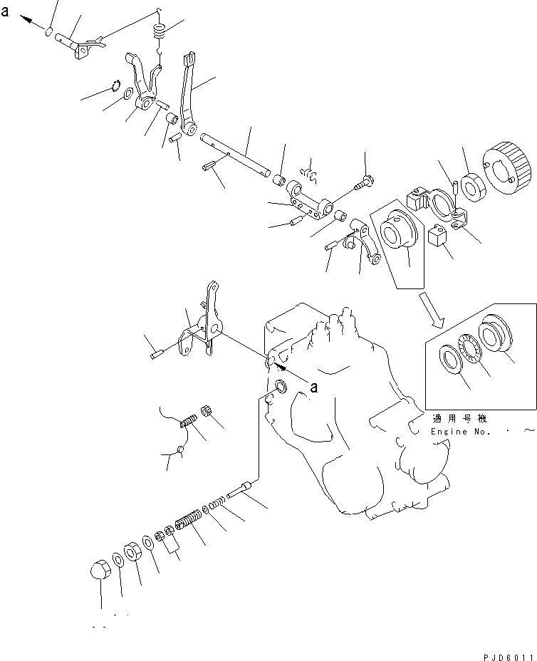 Komatsu parts book diagram for 3D84-1F S/N 13021-UP: GOVERNOR CONTROL
