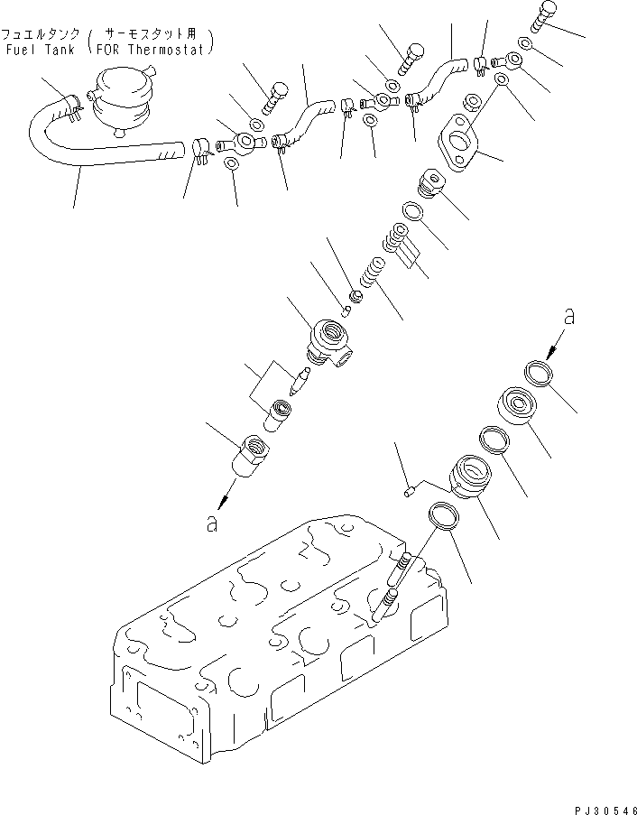 Komatsu parts book diagram for 3D84-1F S/N 13021-UP: FUEL NOZZLE AND SPILL HOSE