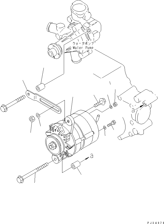 Komatsu parts book diagram for 3D84-1F S/N 13021-UP: ALTERNATOR AND MOUNTING